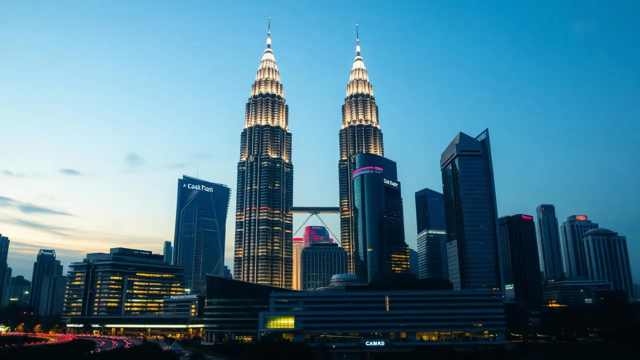 Petronas Twin Towers at blue hour, Kuala Lumpur